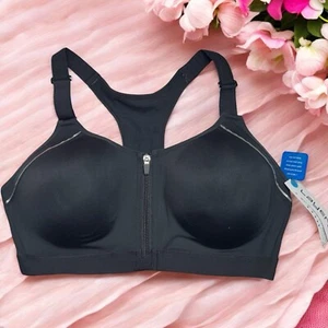 LAYER 8 MAXIMUM SUPPORT SIZE XL Sports Bra Black Fitted Front Zipper-NEW - Picture 1 of 13
