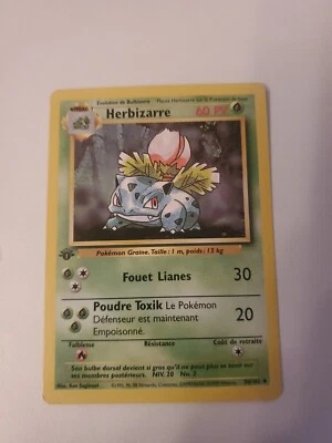 Pokemon FRENCH 1st Edition Base Set Ivysaur HERBIZARRE 30/102 Uncommon 1998 LP - Image 1 of 2