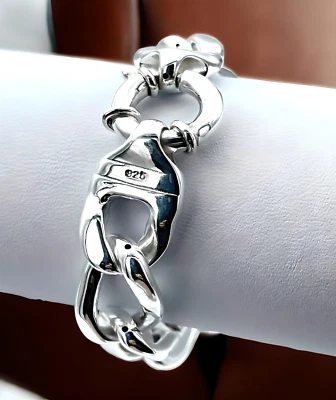 925 STERLING SILVER 7 1/2" CURB LINK BRACELET SPRING RING CLASP LIGHTWEIGHT 1607 - Image 1 of 4