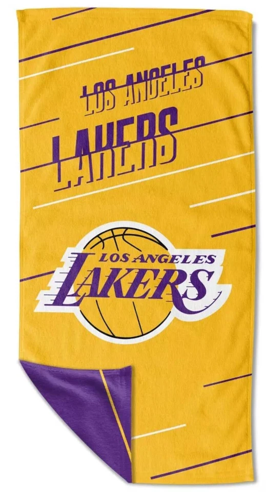 Toalla de playa de microfibra de doble cara 64" x 32" con bolsa de viaje (Los Angeles Lakers) Foto 1 de 4