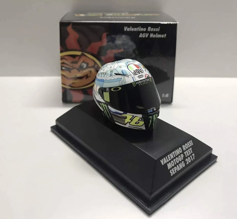 MINICHAMPS CASCHETTO 1/8 HELMET 2017 VALENTINO ROSSI TEST SEPANG 399170076 - Immagine 1 di 1