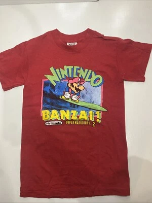 NINTENDO Banzai! Camiseta vintage 1989 Super Mario 2 videojuego mediana 10-12 RARA Foto 1 de 4