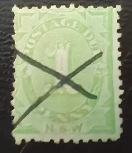 🔹AUSTRALIA - NSW - POSTAGE DUE - 1891 - ONE PENNY - GREEN - QUEEN VICTORIA - Picture 1 of 1