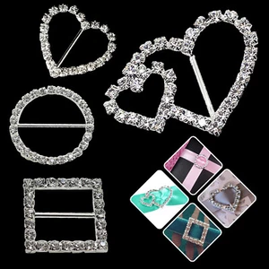 Diamante Rhinestone Buckles Ribbon Slider Wedding Party Invitation Embellishment - Picture 1 of 19