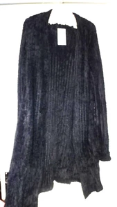 Long Tall Sally Navy Fluffy Teddy Bear Open Front Oversized Coat Size 10/12 - Picture 1 of 17