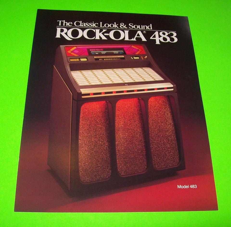 Rock-Ola 483 Jukebox FLYER Original Phonograph Music Promo Art Print Sheet 1981  - Image 1 of 2