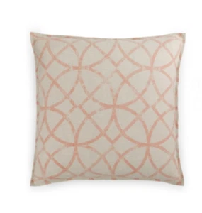Hotel Collection Textured Lattice Linen Pillow Sham - EURO - Natural / Coral - Picture 1 of 3