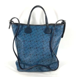 CELINE Old Sulky Tote Bag 2WAY Bag Crossbody Shoulder Bag Leather/PVC blue/Navy - Picture 1 of 16