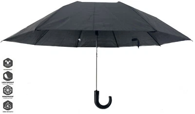 SHINE High quality Black J Handle Umbrella Auto Open Unisex Waterproof Windproof