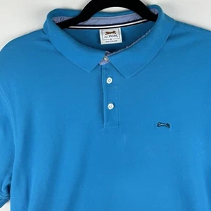 Vintage LeTigre Shirt Mens XL Blue Teal Collared Polo Emroidered logo - Picture 1 of 8