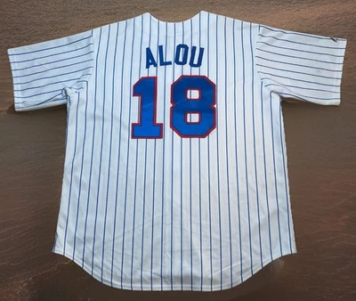 Vintage Majestic Chicago Cubs Moises Alou #18 Pinstripe XL Jersey Baseball MLB - Image 1 of 4
