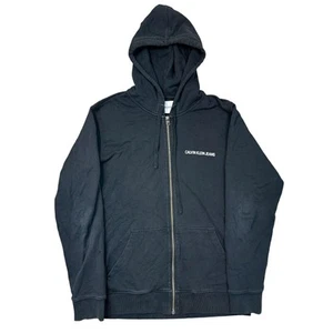 Calvin Klein Jeans Hoodie Full Zip Hooded Sweatshirt Black Mens Large - Picture 1 of 8