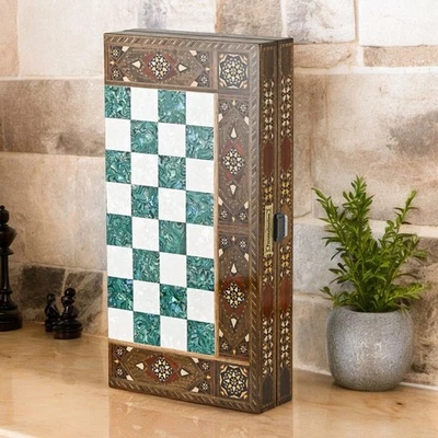 Backgammon Set Handmade Luxury 20" Inlaid Solid Wood Board 🎁 Christmas Gift - Image 1 of 4