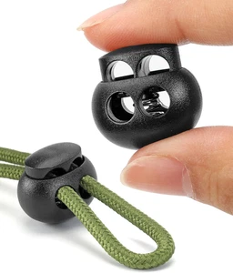 12pcs Cord Lock, Double Hole Round Ball Plastic Spring Cord Locks, End Stopper F - Picture 1 of 7