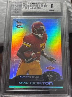 2000 Prism Prospects Chad Morton Rookie Card #161 – Beckett BGS 8 NM-MT – Serial - Image 1 of 2