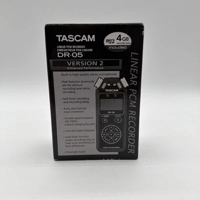 Tascam DR-05 Version 2 Digital Recorder+Box Manual-Batteries-SD Card - Image 1 of 4