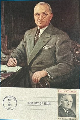 4 X 7 1/2 Card Harry S. Truman Library and Museum Gift Shop Portrait with Stamp  - Image 1 of 2