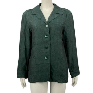 Weekend Max Mara Jacket Women 8 Green Flax Linen Blazer Quiet Luxury Work Office - Picture 1 of 9