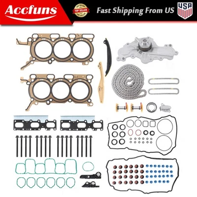 Kit de cadena de distribución con kit de pernos de junta de cabeza para Ford Edge 2011-2013 3,5 L V6 Foto 1 de 4