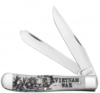 Case xx Knives Vietnam War Trapper Natural Bone 50952 Stainless Pocket Knife