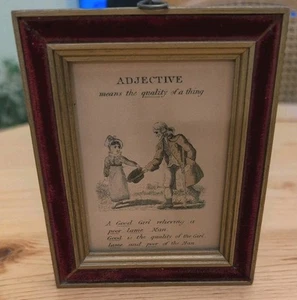Impresión artística gramatical inglesa victoriana enmarcada vintage, ADJETIVO - Imagen 1 de 6