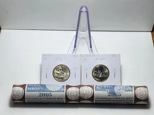 2005 P & D Jefferson Nickel Bison Reverse (2) coins BU from Mint Sealed Rolls. - Picture 1 of 2