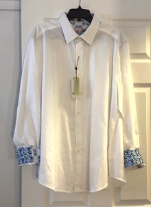 Robert Graham "Walden" weiß Langarm Flip Manschette Knopf Hemd Herren Größe 2XL - Bild 1 von 20