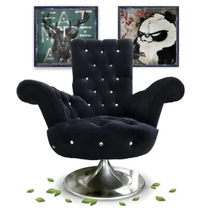 Original Bretz Sessel Pompadour noir funkelnde Kristalle Drehsessel schwarz - Bild 1 von 9