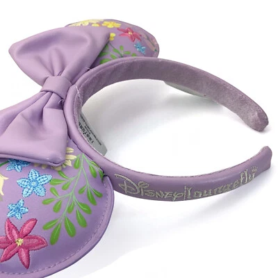 Disney- Park Loungefly Headband Flowers Minnie Mouse Ears with Purple Bow Gift - Image 1 of 4