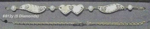Brand New 14kt Yellow Gold Winged 10" Anklet w/5 DIA Hearts-Free Engraving! - Picture 1 of 1