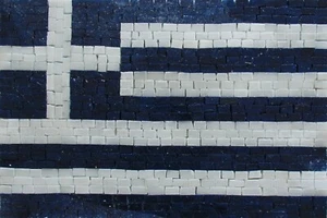 Marble Mosaic Souvenir Decor, Flags, Greece - Picture 1 of 1