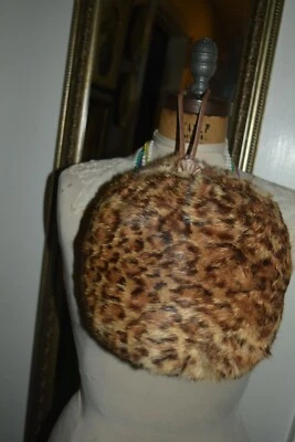 vintage spotted animal print rabbit fur muff hand warmer - Image 1 of 4