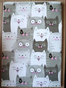 Wrapping Paper Grey Cartoon Cats 70cm x 50cm - 2 sheets - Picture 1 of 2