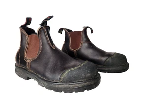 Blundstone Safety Boots Steel Toe Ankle Brown Leather 2 dual Density Rubber 8 - Picture 1 of 16