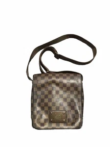 Louis Vuitton Womens Damier Ebene Logo Flap Brooklyn PM Handbag Brown - Picture 1 of 11