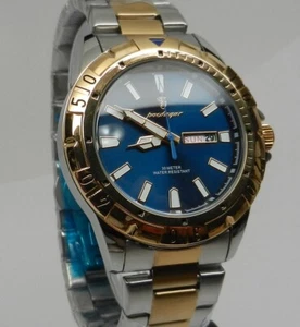 Orologio Uomo 42mm Quadrante Blu Giorno Data Professionale Bicolore Acciaio Business - Foto 1 di 9