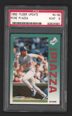 Mike Piazza Dodgers Mets HOF 1992 Fleer Update #U-92 Rookie Card Rc PSA 9 x903 - Image 1 of 2