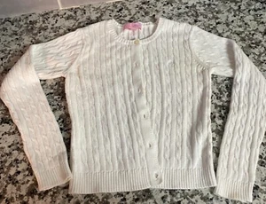 Lilly Pulitzer Girls Long Sleeve School Cardigan White 7 - Picture 1 of 7