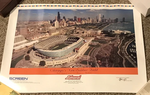 Rare Proof Poster Print 2003 Chicago Bears Inaugural Game Soldier Field 26”x19” Cover