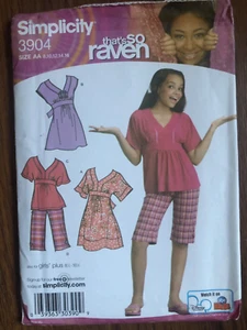 Simplicity 3904 That's So Raven Girl's Dress Top & Shorts Pattern 8 10 12 14 16 - Picture 1 of 3