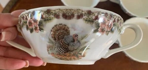 Lot of 2 - Flat Cream Soup Bowl Thanksgiving Multicolor by QUEEN'S - Picture 1 of 6
