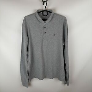Allsaints sundringham grey longsleeve polo shirt