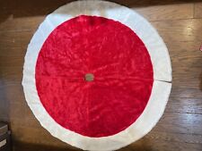 XL Vintage Christmas Tree Skirt - Red & White Faux Fur  57” VGC Old Fashioned