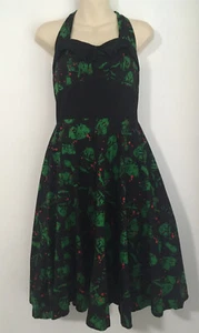 Hell Bunny WomenS Dress Black Green Frankenstein Halter Retro A-line Size XS - Picture 1 of 10