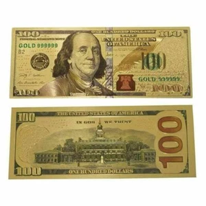 24K GOLD Plated Foil $100 Dollar Bill Collectible Novelty Collection Note Gift - Picture 1 of 2