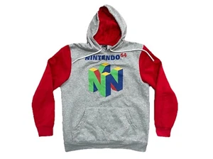 Nintendo 64 Pullover Hoodie Men Size M Medium Gray Red Gaming N64 Mario VTG - Picture 1 of 4