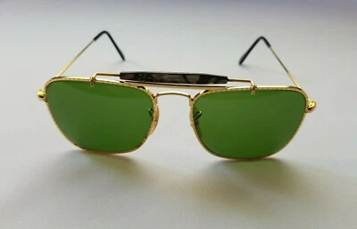 VINTAGE BEST COMPANY MOD. 5004 COL. 250 GOLD GREEN LENS SUNGLASSES ITALY SZ 52   - Image 1 of 4