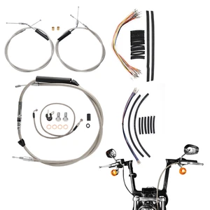 Kit de cables de embrague de línea de freno extendida Dyna Fat Bob para manillar de 14" sin ABS - Imagen 1 de 19