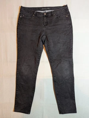 Pantalones de mezclilla Michael Kors para mujer 8 piernas ajustadas cinco bolsillos lavado oscuro negros Foto 1 de 4