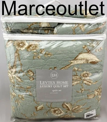Levtex Home Lyon Teal Reversible FULL / QUEEN Quilt & STANDARD Shams Set - Image 1 of 4